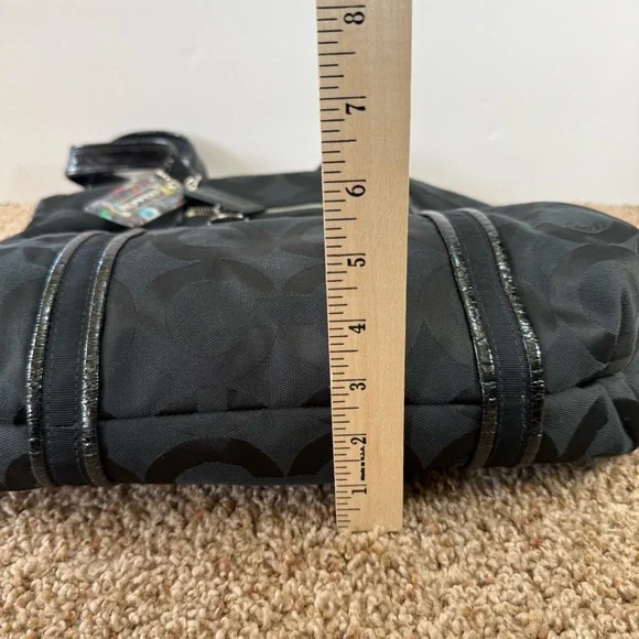 Coach 13826 Poppy Op Art Black Canvas Leather Tote Shoulder Hand Bag Purse EUC - Picture 16 of 16